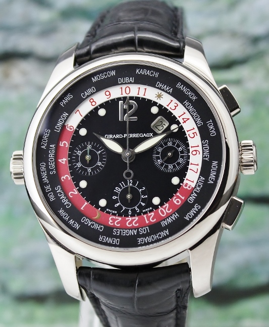(image for) Girard Perregaux World Timer WW TC 18K White Gold Chronograph Automatic Watch / 4980